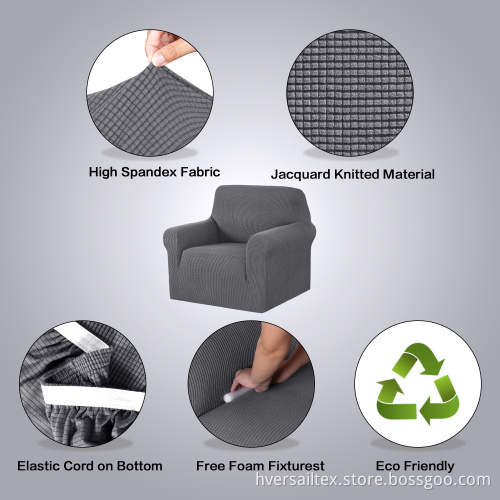 High Spandex Small Checks Knitted Jacquard Chair Cover